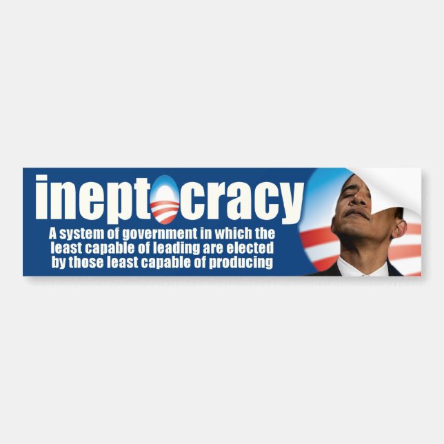 Autocollant De Voiture ineptocracy - anti Obama (Devant)