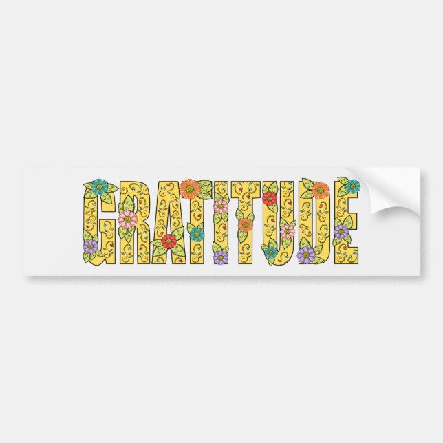 Autocollant De Voiture Inspiration Gratitude Affirmation Florale brillant (Devant)