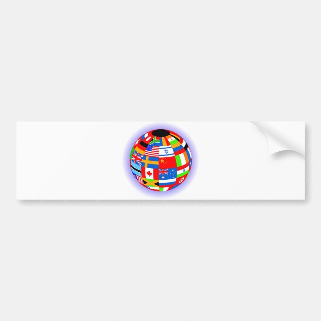 Autocollant De Voiture international drapeaux globe terrestre (Devant)