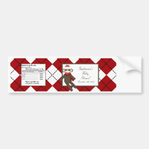 Autocollant De Voiture Jacquard rouge de singe de chaussette de bouteille