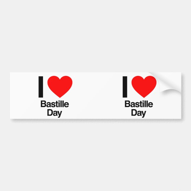 Autocollant De Voiture j'adore bastille day (Devant)