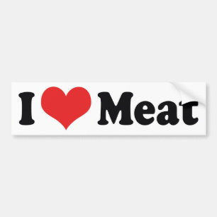 Autocollant De Voiture J'adore la viande de coeur - Amoureux du steak de