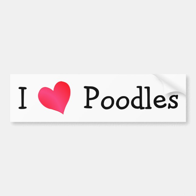 Autocollant De Voiture J'adore le bumper-Sticker de poodles (Devant)
