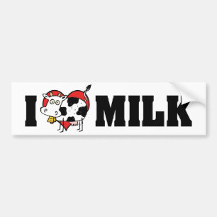 Autocollant De Voiture J'adore le lait au cœur - Amoureux du jus de vache