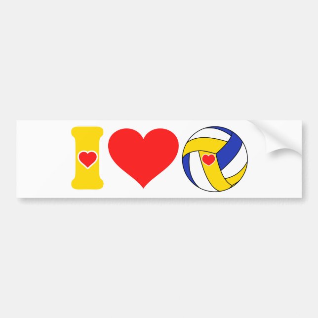 Autocollant De Voiture J'adore le volley-ball (Devant)