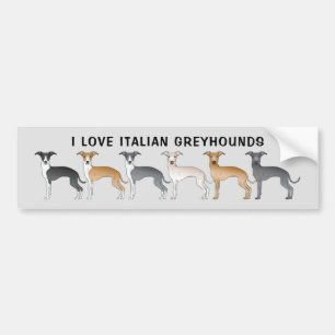 Autocollant De Voiture J'adore les lévriers italiens avec des chiens de d