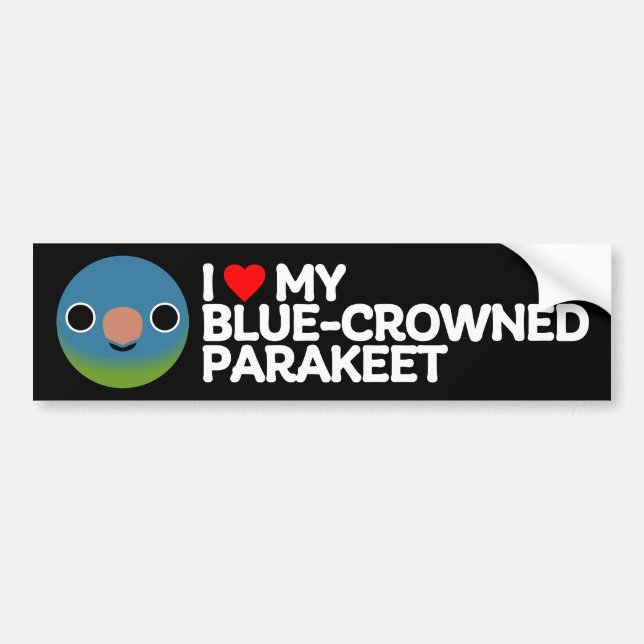 AUTOCOLLANT DE VOITURE J'ADORE MON PARAKEET BLEU (Devant)