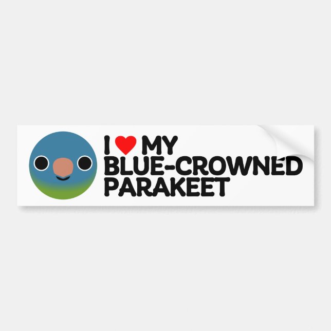 AUTOCOLLANT DE VOITURE J'ADORE MON PARAKEET BLEU (Devant)