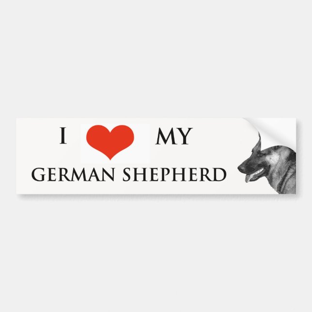 AUTOCOLLANT DE VOITURE J'ADORE MON STICKER DE BOUTEILLE ALLEMAND SHEPHERD (Devant)