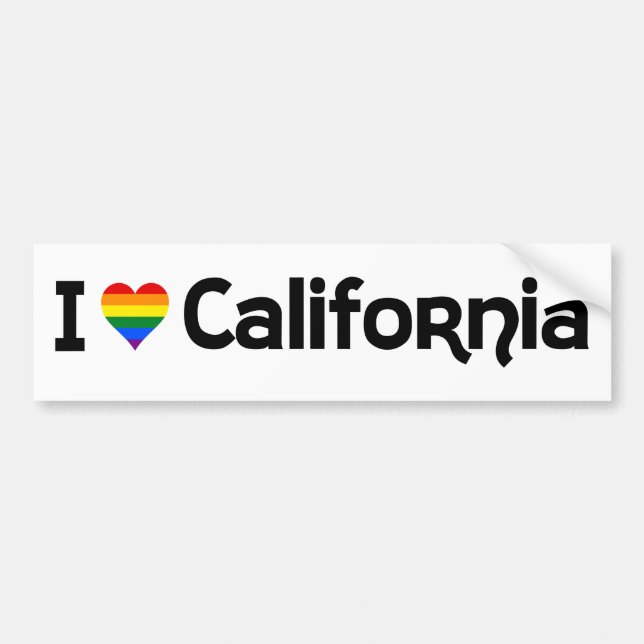 Autocollant De Voiture J'adore Sticker pour pare-chocs LGBT California (Devant)