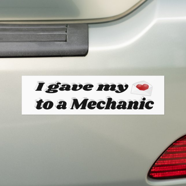 Autocollant De Voiture J'ai donné mon coeur à un mécanicien (En voiture)