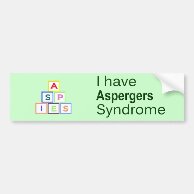 Autocollant De Voiture J'ai le syndrome d'Aspergers - ASPIES (Devant)