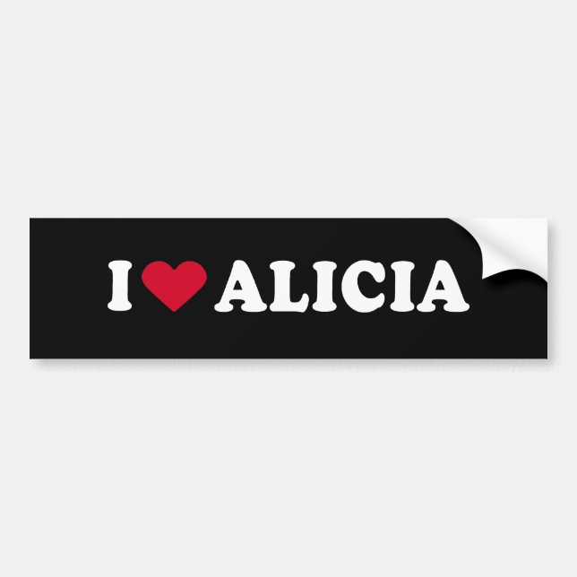 AUTOCOLLANT DE VOITURE J'AIME ALICIA (Devant)