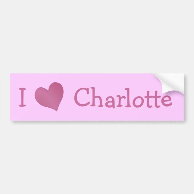 Autocollant De Voiture J'aime Charlotte (Devant)