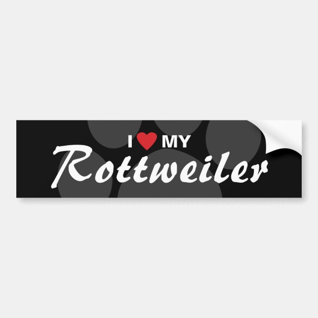 Autocollant De Voiture J'aime (coeur) ma race de rottweiler (Rottie) (Devant)