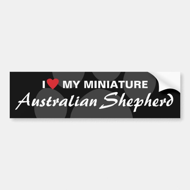 Autocollant De Voiture J'aime (coeur) mon berger australien miniature (Devant)