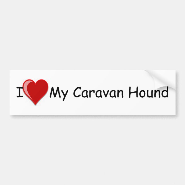Autocollant De Voiture J'aime (coeur) mon chien de chasse de caravane (Devant)