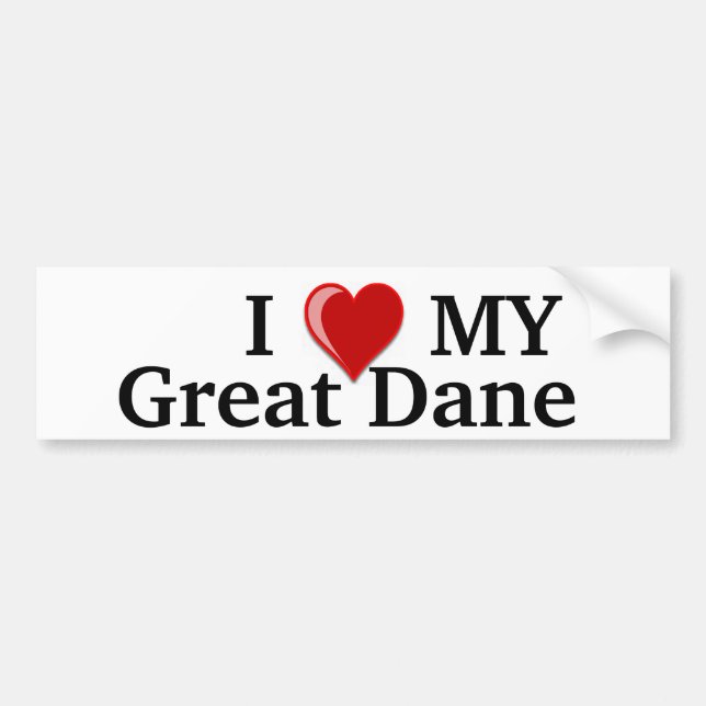 Autocollant De Voiture J'aime (coeur) mon chien de great dane (Devant)
