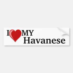 Autocollant De Voiture J'aime (coeur) mon chien de Havanese