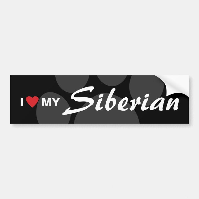 Autocollant De Voiture J'aime (coeur) mon Sibérien (Devant)