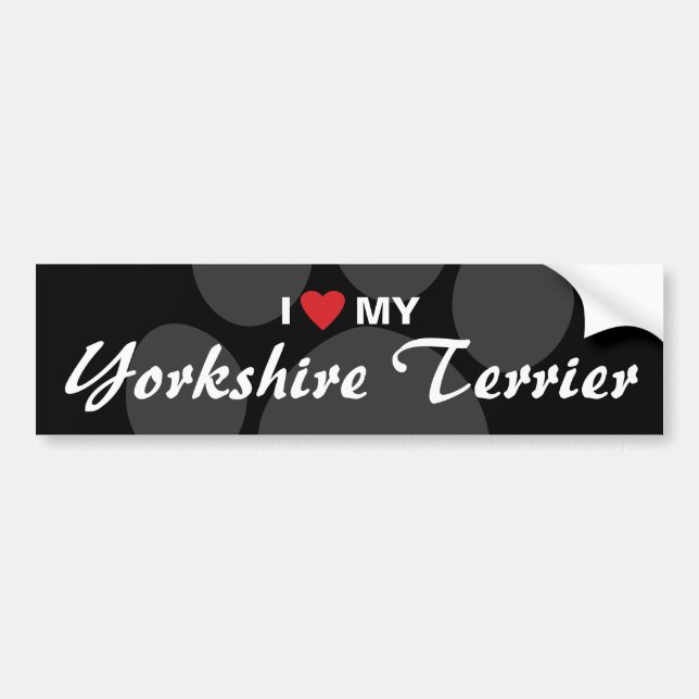 Autocollant De Voiture J'aime (coeur) mon Yorkshire Terrier (Devant)