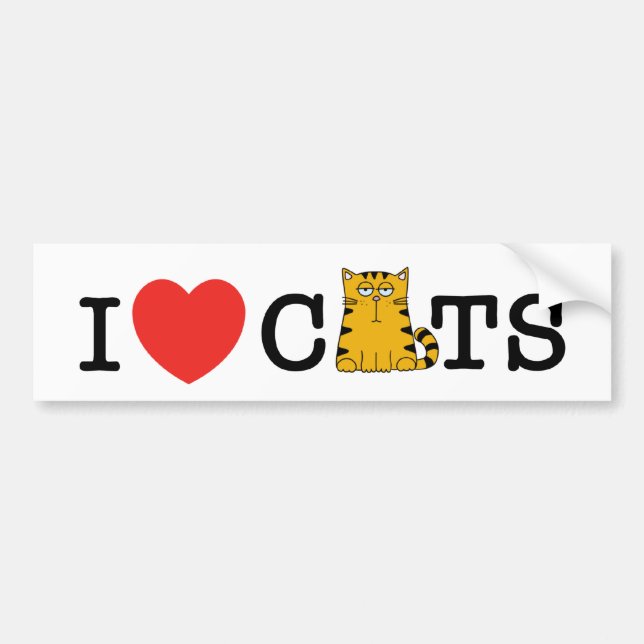 Autocollant De Voiture J'aime des chats (Devant)