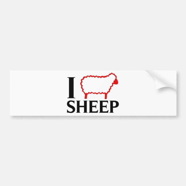 Autocollant De Voiture J'aime des moutons (Devant)