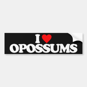 AUTOCOLLANT DE VOITURE J'AIME DES OPOSSUMS