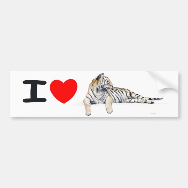 Autocollant De Voiture J'aime des tigres (Devant)