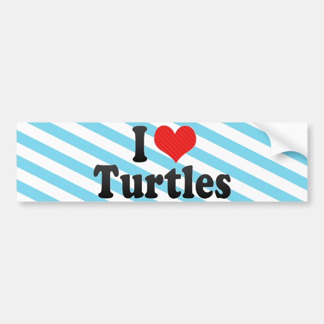Autocollant De Voiture J'aime des tortues (Devant)