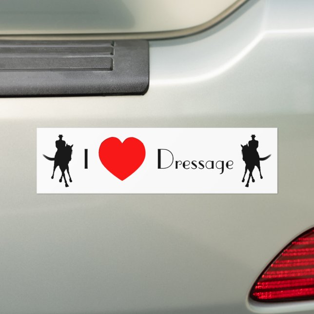 Autocollant De Voiture J'Aime Dressage Cheval Et Rider (En voiture)