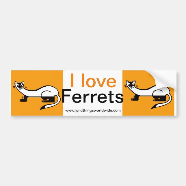 Autocollant De Voiture J'aime FERRETS-Wildwarrier -Nature - (Devant)