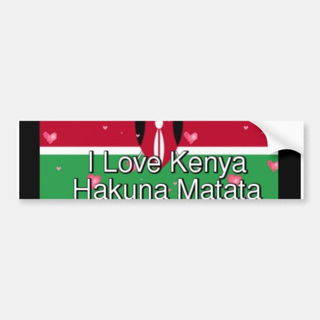 Autocollant De Voiture J'aime Kenya Hakuna Matata cool Drapeau couleurs (Devant)