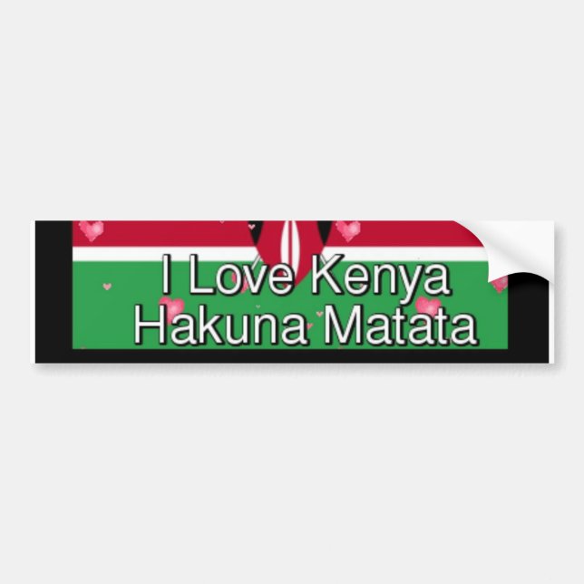 Autocollant De Voiture J'aime Kenya Hakuna Matata cool Drapeau couleurs (Devant)