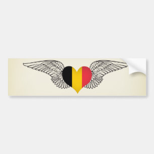 Autocollant De Voiture J'aime la Belgique - ailes