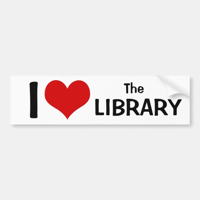 Autocollant De Voiture J'aime la bibliothèque (Devant)