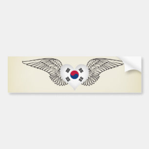 Autocollant De Voiture J'aime la Corée du Sud - ailes