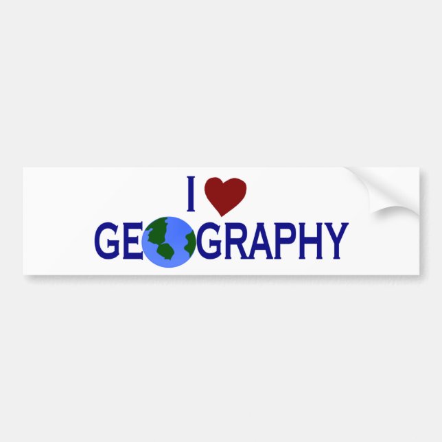 Autocollant De Voiture J'aime la géographie (Devant)