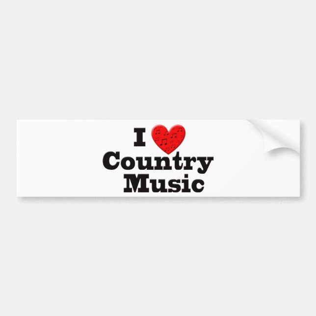 Autocollant De Voiture J'aime la musique country (Devant)