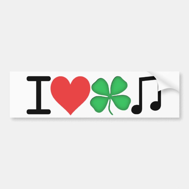 Autocollant De Voiture J'aime la musique irlandaise (Devant)