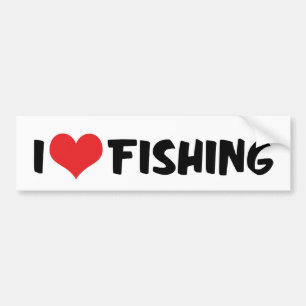 Autocollant De Voiture J'aime la pêche du coeur