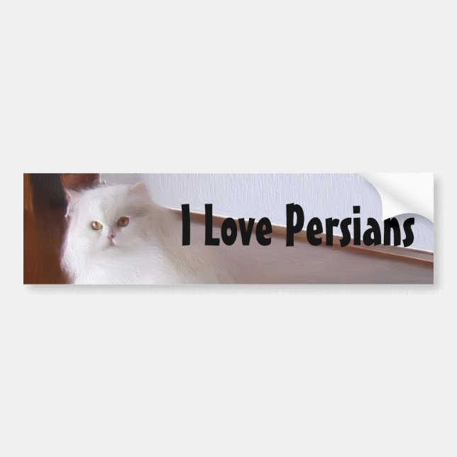 Autocollant De Voiture J'aime l'adhésif pour pare-chocs de chats persans (Devant)