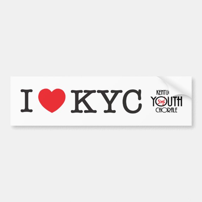 Autocollant De Voiture J'aime l'adhésif pour pare-chocs de KYC (Devant)