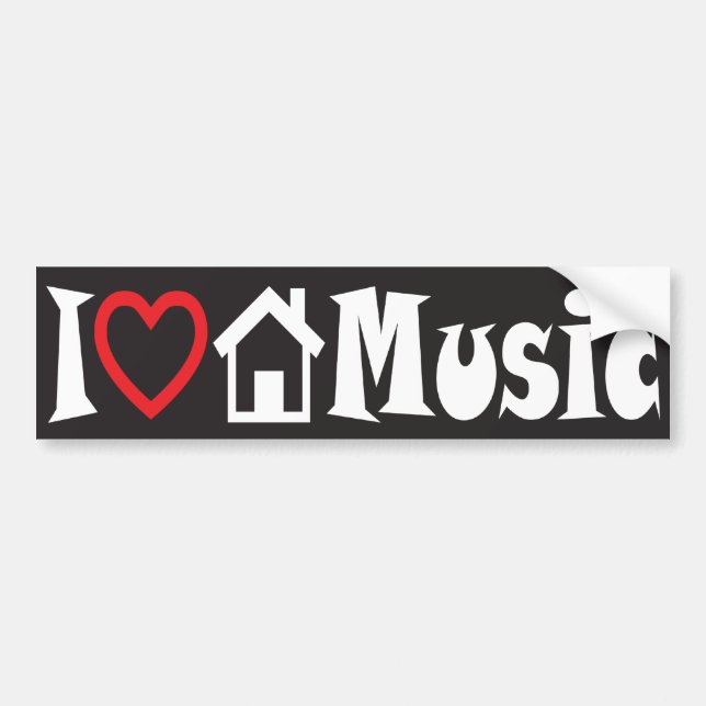 Autocollant De Voiture J'aime l'adhésif pour pare-chocs de musique de (Devant)