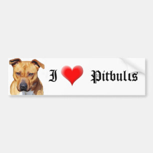 Autocollant De Voiture J'aime l'adhésif pour pare-chocs de Pitbulls