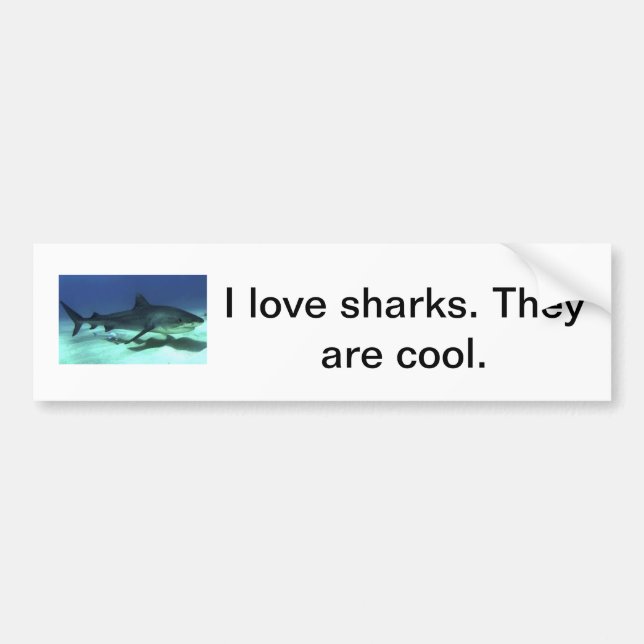 Autocollant De Voiture J'aime l'adhésif pour pare-chocs de requins (Devant)