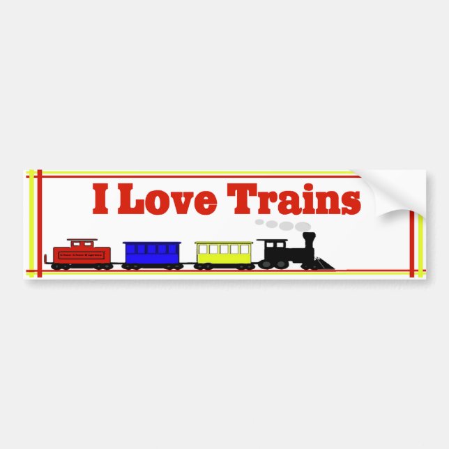 Autocollant De Voiture J'aime l'adhésif pour pare-chocs de trains (Devant)