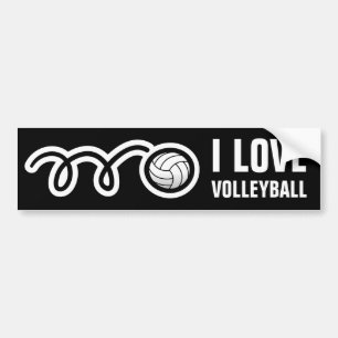 Autocollant De Voiture J'aime l'adhésif pour pare-chocs de volleyball