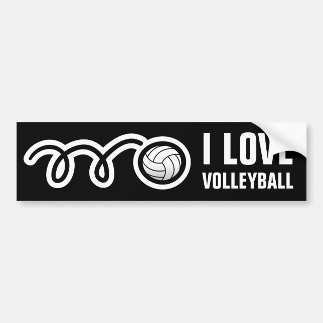 Autocollant De Voiture J'aime l'adhésif pour pare-chocs de volleyball (Devant)
