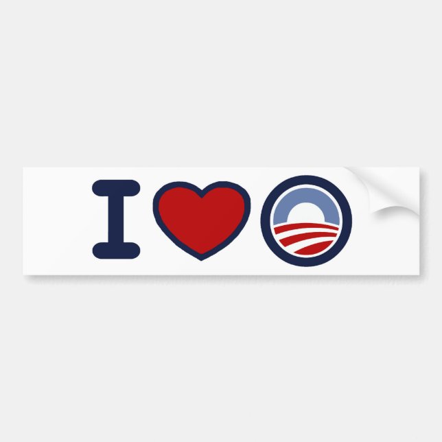 Autocollant De Voiture J'aime l'adhésif pour pare-chocs d'Obama (Devant)